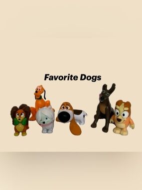 Disney Pets Figurine Duo - White, Pink & Orange, Green Puppies